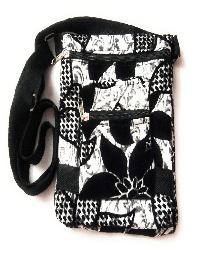 Chircrafts Sling Bag Handbag Cross body Cotton Canvas Cloth Handmade Black White Color Small | for Girls & women - Image 1