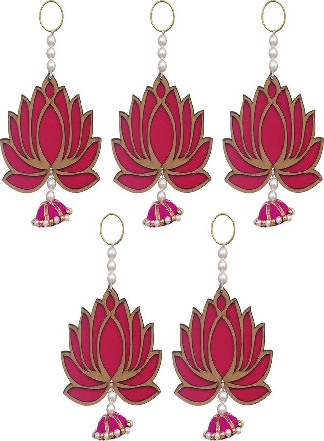 Lazybeee 5Pc Set Lotus Wall Hangings for Decoration | Pooja Room Decorative Items for Home | Lotus Hangings for Temple Decor, Diwali Decor, Mandir, Ganesh Decoration and Hall (5 pcs, 6 inch) - Image 4