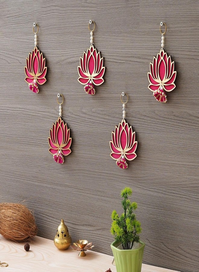Lazybeee 5Pc Set Lotus Wall Hangings for Decoration | Pooja Room Decorative Items for Home | Lotus Hangings for Temple Decor, Diwali Decor, Mandir, Ganesh Decoration and Hall (5 pcs, 6 inch) - Image 2