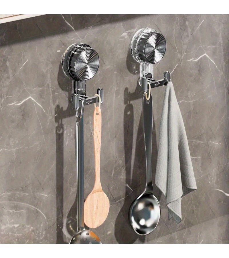 Gray Electroplated Suction Cup Hooks Strong Adhesive Wall Mount For Bathroom Kitchen Entryway - Image 5
