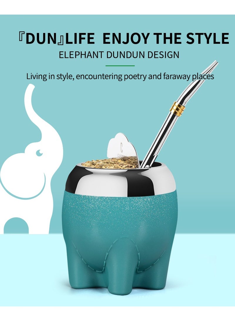 CUOPRU Stainless steel Argentine yerba mate tea cup, yerba mate tea cup, cute elephant shape, with filter  - Image 2