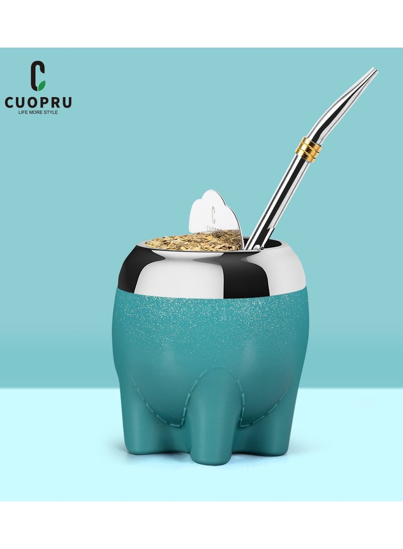 CUOPRU Stainless steel Argentine yerba mate tea cup, yerba mate tea cup, cute elephant shape, with filter  - Image 1