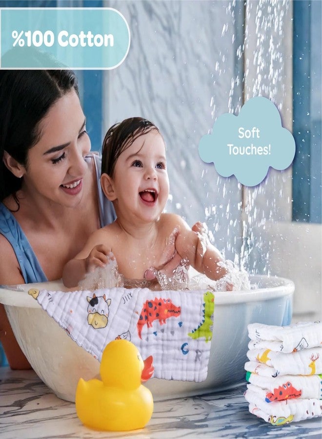 Closecret 5 Pack Baby Muslin Washcloths for Unisex 100% Cotton Wash Cloth Set for Baby Face Body Comfy and Soft for Newborn Infants Kids Girls and Boys (Multi 01) - Image 5