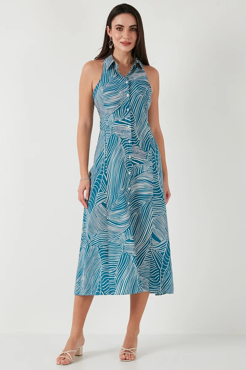 Lela Printed Halter Midi Dress