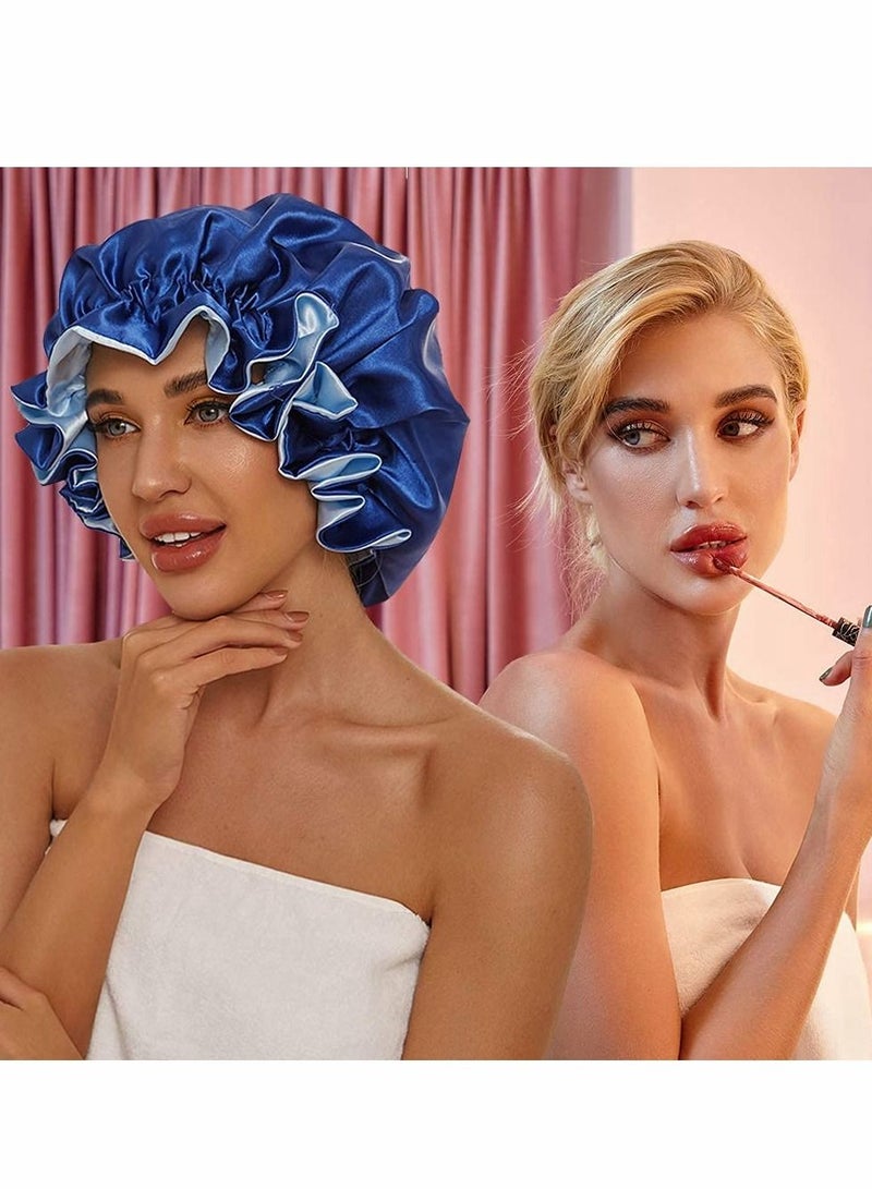 KASTWAVE Silk Sleeping Cap, Satin Bonnets Hair Bath Cap, Silk Bonnet for Natural Hair Bonnet Satin Hair Bonnets, Extra Large Double Layer Reversible Adjustable Soft, Night Sleeping Cap for Women Haircare - Image 5