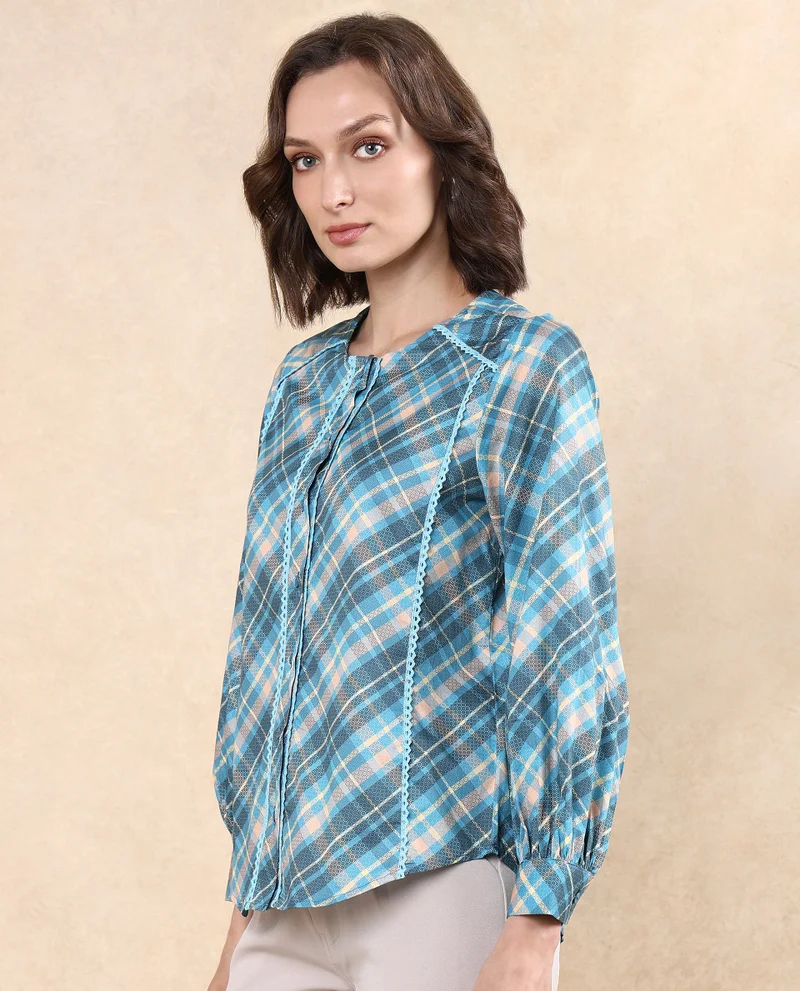Rareism Women's Regular Fit Flannel Print Shirt