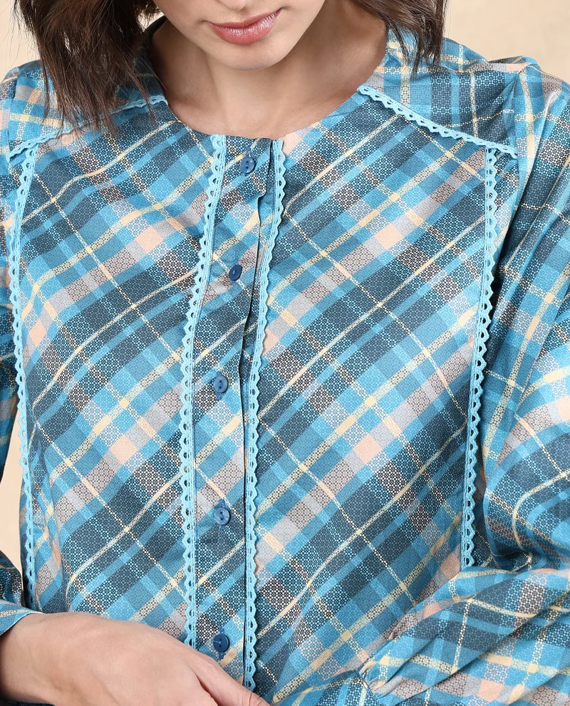 Rareism Women's Regular Fit Flannel Print Shirt