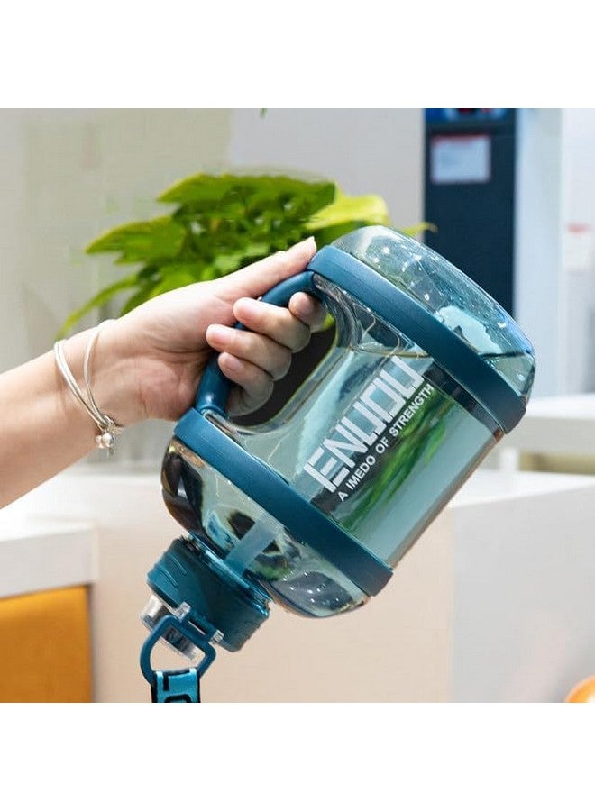 Drofail Plastic 2.2 Liter Motivational Sports Gym Bottle Daily Water Intake With Time Markings Bpa-Free. Leak Proof For Adults For Gym, Travel And Office Â- (Blue) - Image 3