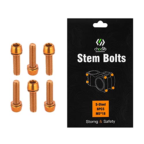 Chooee Mountain Bike Stem Bolts 6PCS,M5 x 18mm Road Bicycle Stem Bolts Screw for MTB DH BMX Orange - Image 1