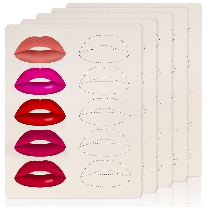 Maitys 5 Sheets Lip Tattoo Practice Skin Lip Blushing Microblading Practice Fake Skin for Machine Supplies MakeupDark - Image 3