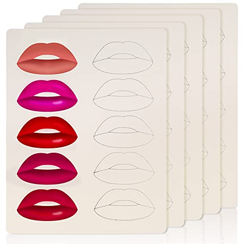 Maitys 5 Sheets Lip Tattoo Practice Skin Lip Blushing Microblading Practice Fake Skin for Machine Supplies MakeupDark - Image 1
