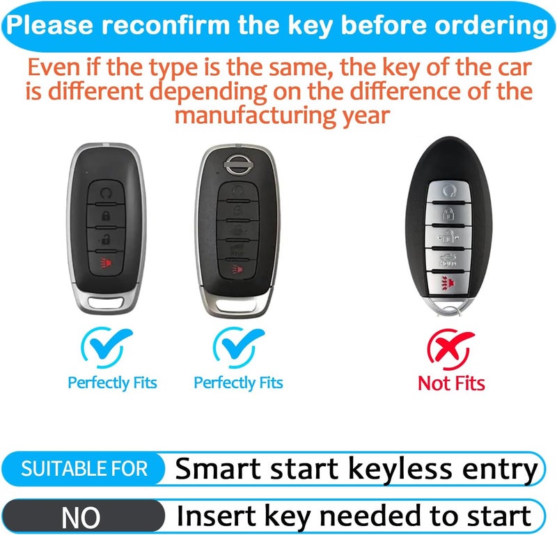 Autophone Nissan Key Fob Cover with Leather Keychain - Soft TPU Protection for 2023-2025 Models (Blue) - Image 2