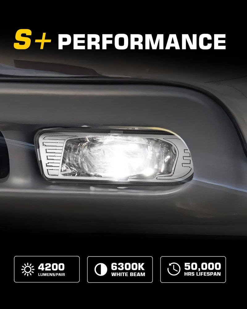 4X4FLSTC LED Fog Lights Replacement Fog Lamps Driving lights Compatible with Chevy Silverado 1999-2002, Suburban 2000-2006, Tahoe 2000-2006 DOT Approved Clear Lens - Chrome - Image 4