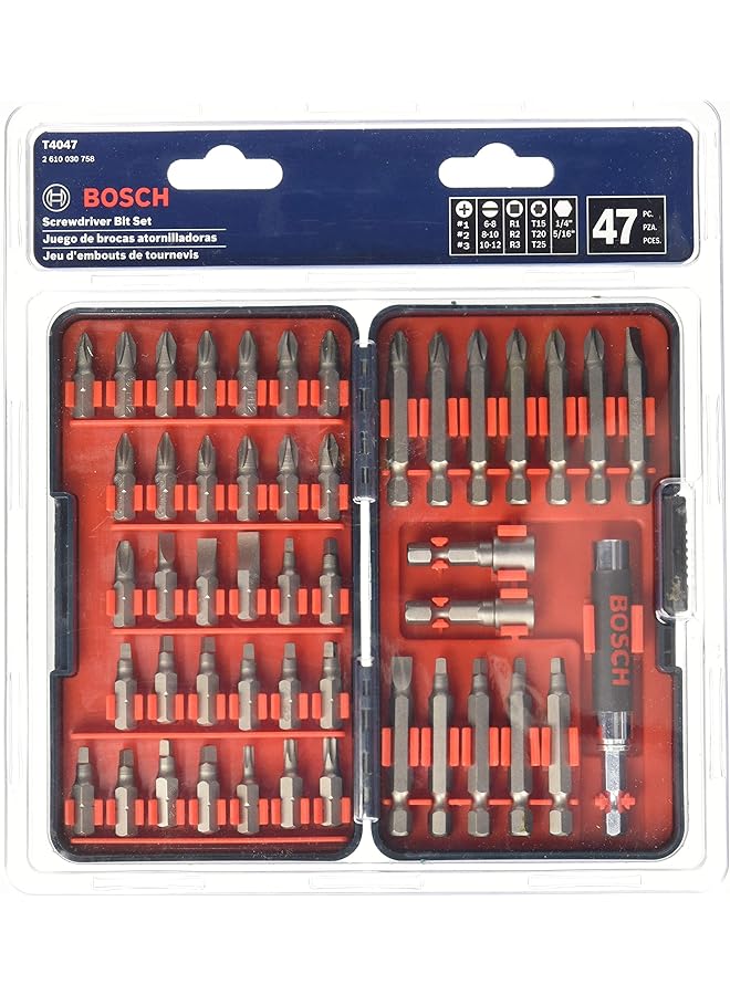BOSCH T4047L 47 Piece High Carbon Steel Hex Shank Screwdriver Bit Assorted Set  - Image 1