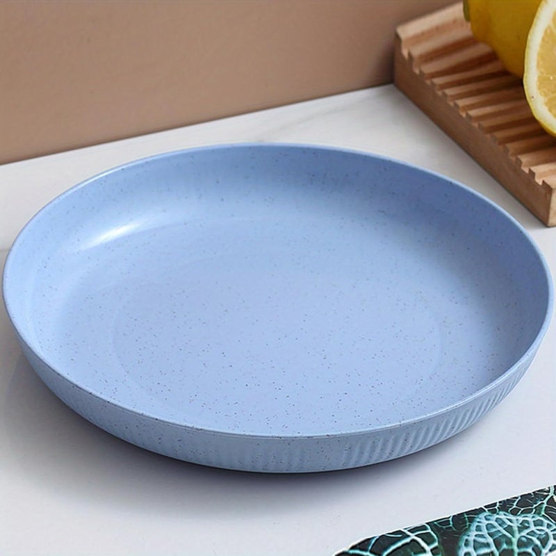 KitchAntique KitchAntique Degradable Lightweight Wheat Straw Plates 905 Unbreakable Dinnerware Dishwasher Microwave Safe for Kids Toddlers Adults Ideal for Salads Pasta Snacks More Blue 2Pcs - Image 1