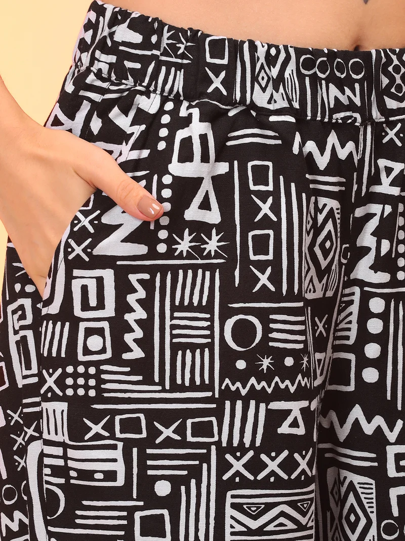 globus Women Abstract Print Boxy Shirt & Trouser Co-Ord Set