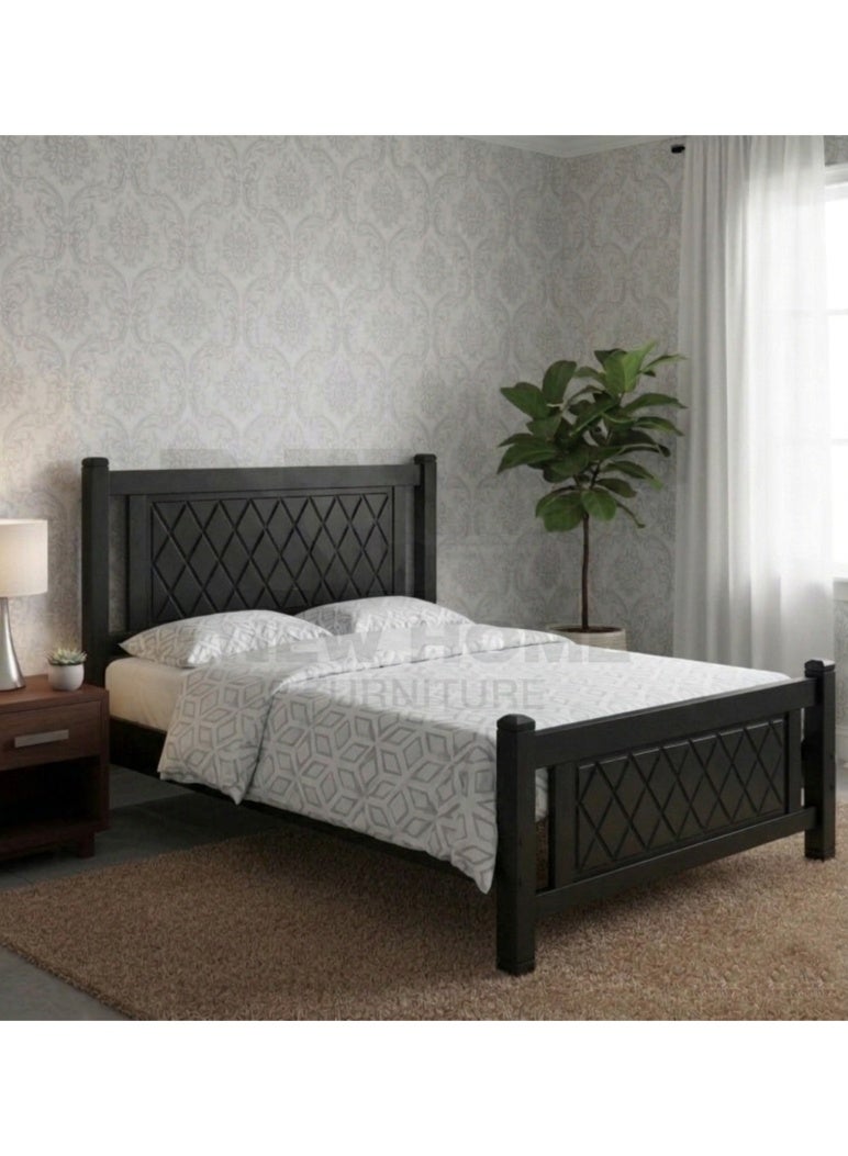 New Home Furniture NHF-150 Queen Bed L190 × W150 cm Wooden Platform Bed Frame with Upholstered Headboard, Strong & Durable Mattress Support, Modern Design for Home & Apartment - Image 3