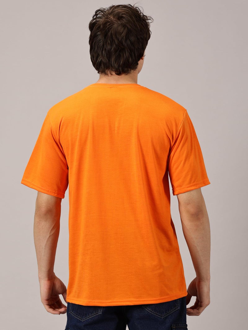 RodZen Oversized | Loose Fit | Half Sleeves Cotton Blend Round Neck T-Shirt for Men (Orange, L) - Image 2