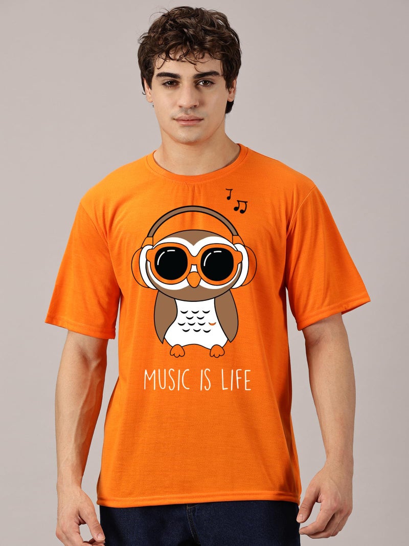RodZen Oversized | Loose Fit | Half Sleeves Cotton Blend Round Neck T-Shirt for Men (Orange, L) - Image 4