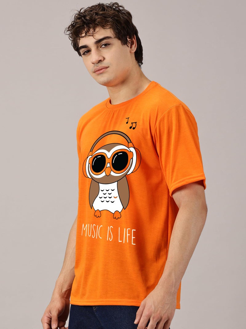 RodZen Oversized | Loose Fit | Half Sleeves Cotton Blend Round Neck T-Shirt for Men (Orange, L) - Image 3