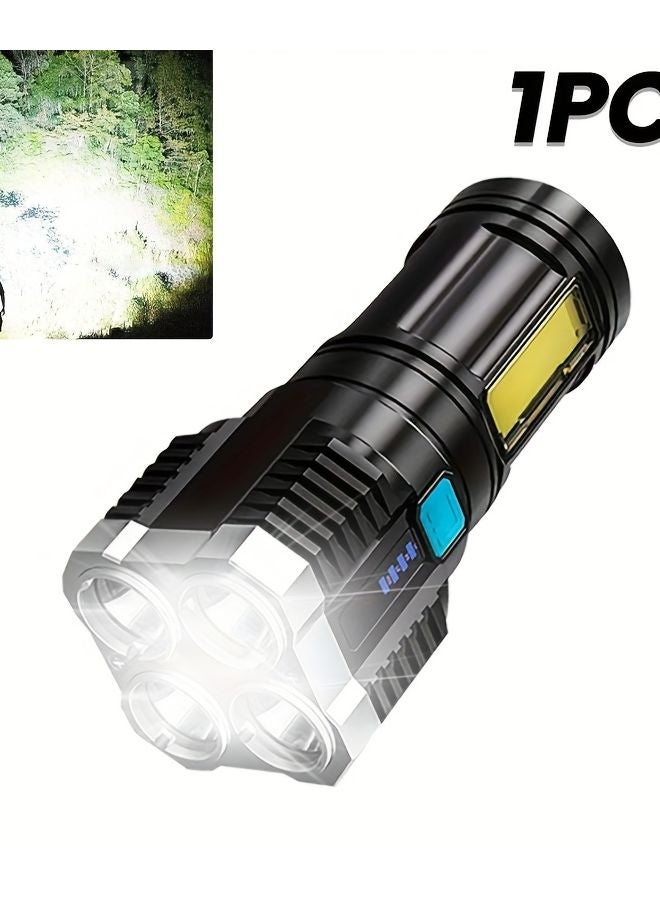 4LED Flashlight Rechargeable With LCD Battery Indicator COB Floodlight Mode Portable Light - Image 1