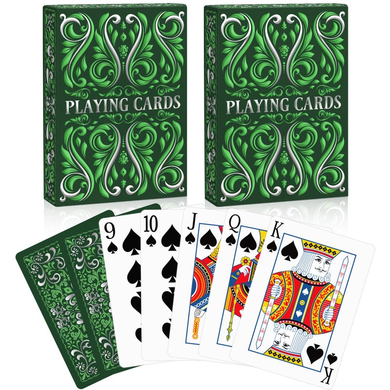 Wkchxd Playing Cards 2 Pack Deck of Cards Standard Playing Cards for Adult Premium Poker Card Set Deck of Playing Card for BlackjackEuchreCanastaFamily Game NightParty Games Green - Image 3