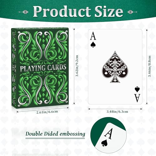 Wkchxd Playing Cards 2 Pack Deck of Cards Standard Playing Cards for Adult Premium Poker Card Set Deck of Playing Card for BlackjackEuchreCanastaFamily Game NightParty Games Green - Image 5