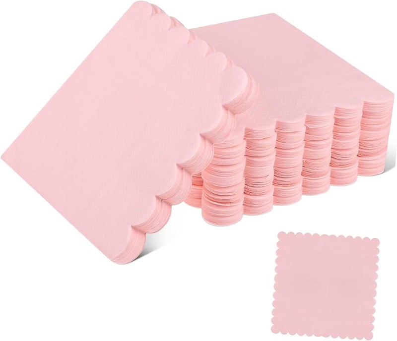 GANAZONO 150pcs Scalloped Pink Napkins Disposable Tear Resistant For Bachelorette Parties - Image 1