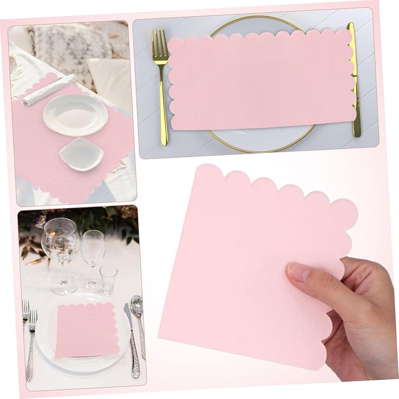GANAZONO 150pcs Scalloped Pink Napkins Disposable Tear Resistant For Bachelorette Parties - Image 4