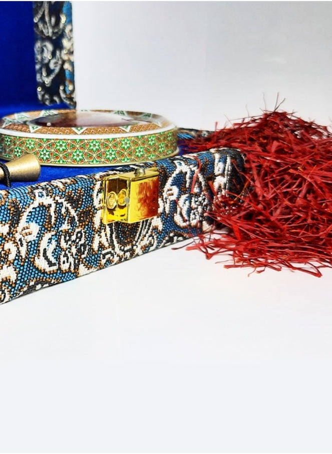 ZARCHIN Saffron Box ,Handmade Persian Termeh Box with Mortar with 1gm Super Negin Saffron  - Image 5
