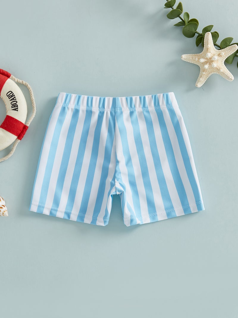 Swim Trunks for Baby Boys Fashion Stripes Print Elastic Waist Beach Shorts Kid Board Shorts - Image 1