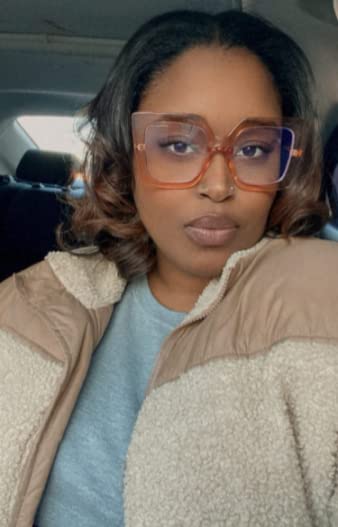 FEISEDY Oversized Square Blue Light Blocking Glasses Eye Strain Glare Pearl Inlay Arm Cat Eye Fashion Eyewear B2639 - Image 4