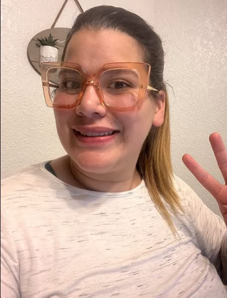 FEISEDY Oversized Square Blue Light Blocking Glasses Eye Strain Glare Pearl Inlay Arm Cat Eye Fashion Eyewear B2639 - Image 2