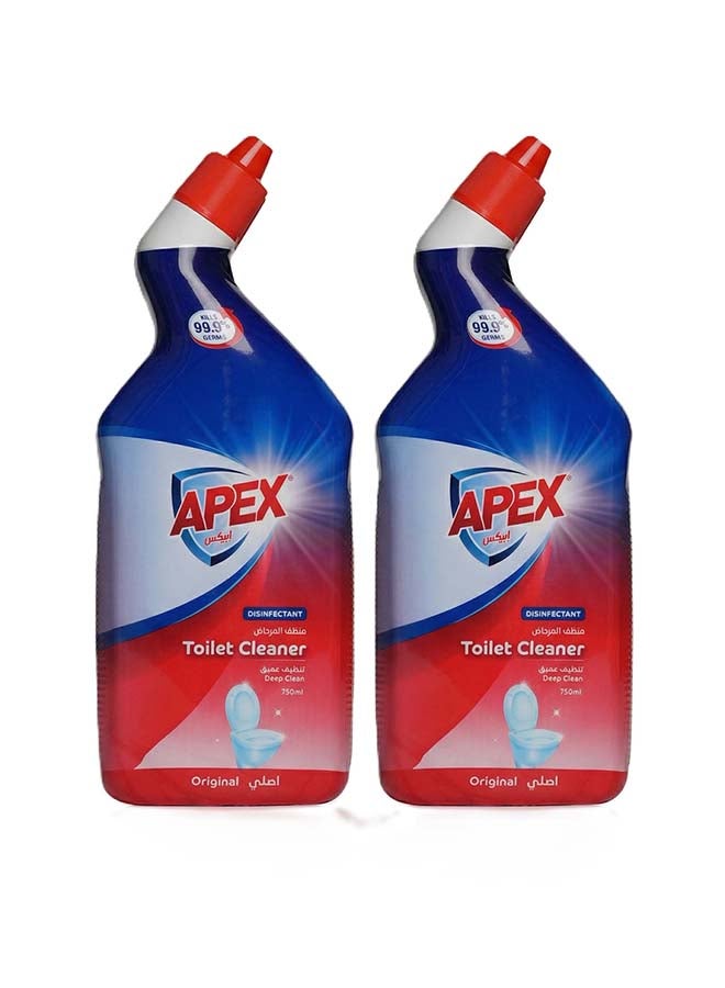 APEX منظف المرحاض أبيكس 750 مل عرض حزمة من 2 مطهر تنظيف عميق لمقعد المرحاض يزيل البقع الصعبة والجراثيم حزمة قيمة 750 مل × 2، 1.5 لتر - Image 1