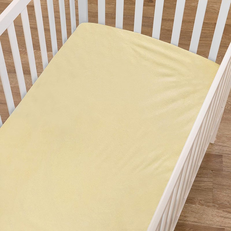 Edenwald 100 Waterproof Soft Baby Crib Fitted Sheets Terry Cotton Washable Soft Breathable Toddler Crib Mattress Fitted Sheet with Elastic Beige 24x48x8 Pack of 1 Pcs Fitted Sheet