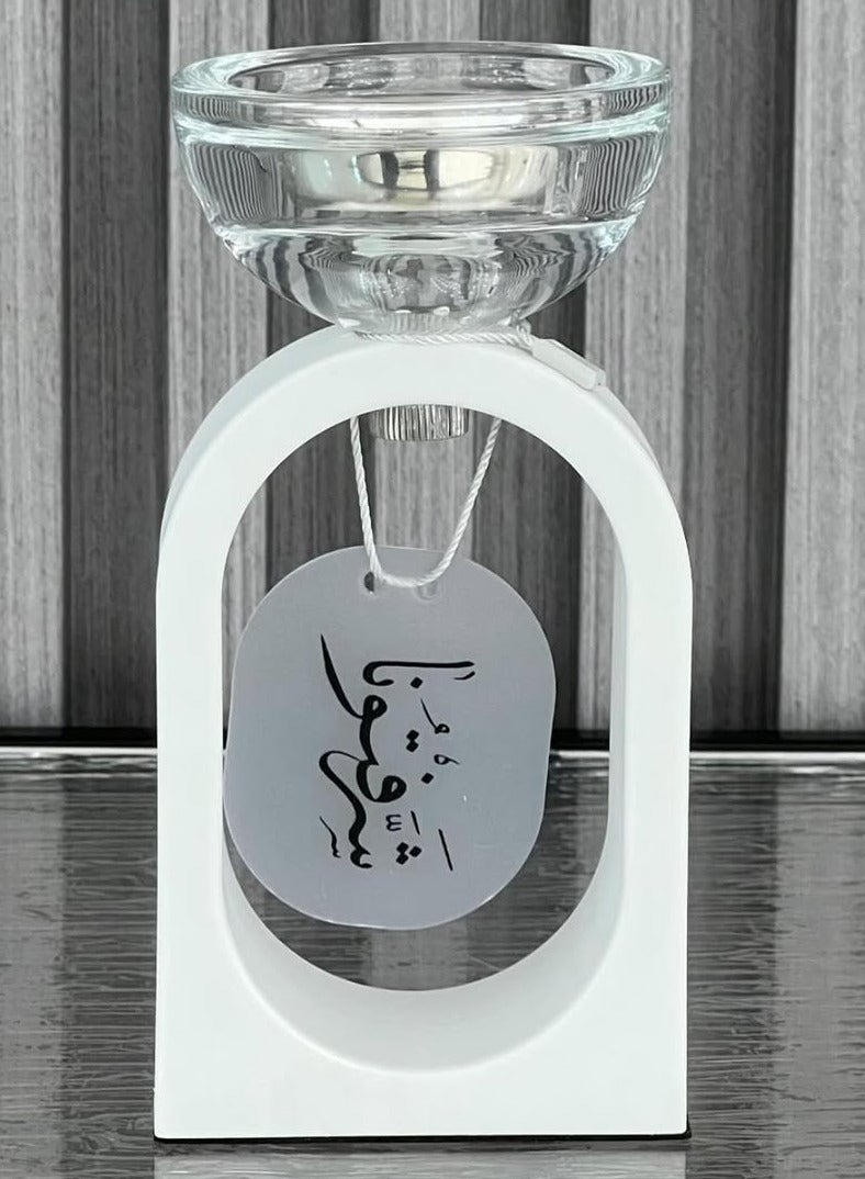 RR BRAND Set Of 1 Candlestick Holders And Candle 15.5 CM White Color Suitable For Wedding Festival Party & Festival Decore And Gifts Written in Arabic Welcome Phrase  - Image 1