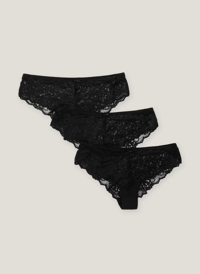 Matalan 3 Pack Lace Brazilian Knickers