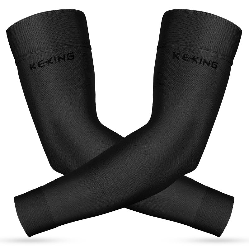 KEKING Lymphedema Compression Arm Sleeves with Silicone Band for Men Women Pair 2030 mmHg Graduated Compression for Lipedema Edema Post Surgery Recovery Swelling Pain Relief Black M - Image 3