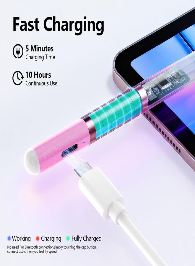 JAMJAKE Stylus Pen for iPad 9th&10th Generation-2X Fast Charge Active Pencil Compatible with 2018-2024 Apple iPad Pro 11"/12.9"/M4, iPad Air 3/4/5/M2, iPad 6-10, iPad Mini 5/6 Gen-Gradient White Pink - Image 3