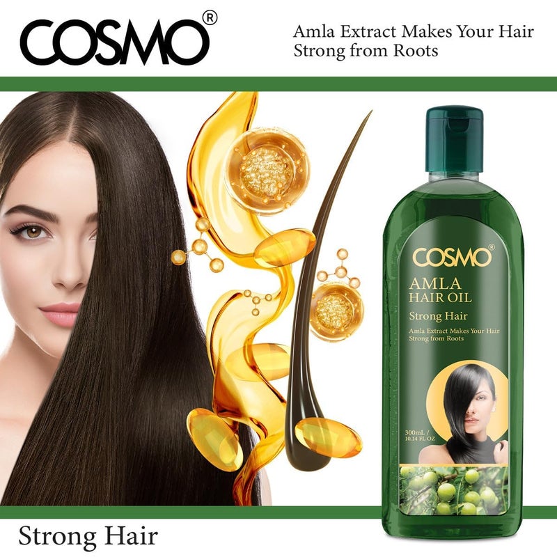 COSMO Amla Hair Oil 300ml Amla Extracts, Make Strong Hair, Non Greasy Formula, Deeply Moisturizing, Healthy & Shiny Hair, For Unisex, For All Hair Types - Image 2