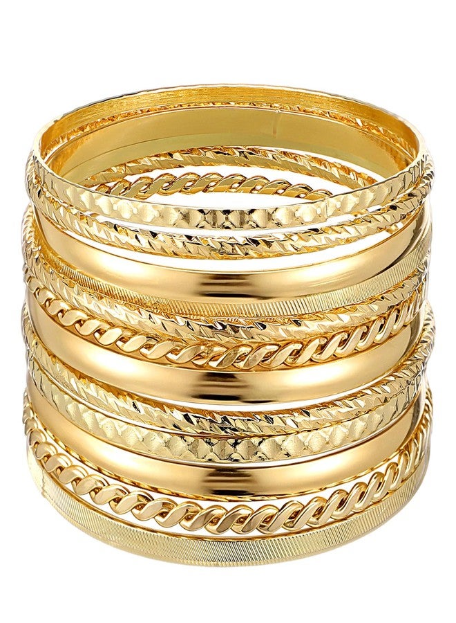 Yolev 12pcs Good Bangles for Women Boho Stackable Bangle Bracelets,Multi Layer Stackable Gold Stack Bracelets for Women Boho Jewelry Gift Mixed Metal Textured - Image 1