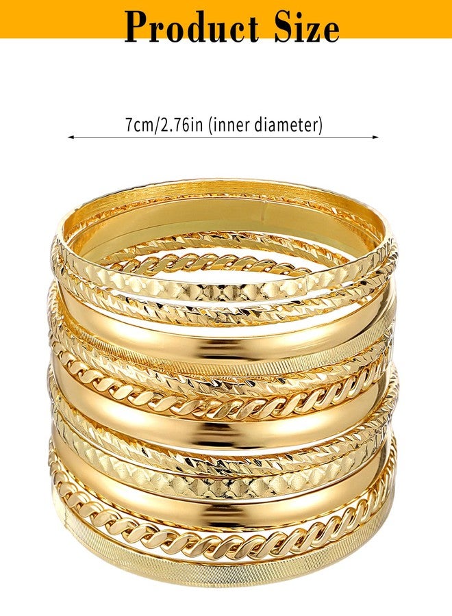 Yolev 12pcs Good Bangles for Women Boho Stackable Bangle Bracelets,Multi Layer Stackable Gold Stack Bracelets for Women Boho Jewelry Gift Mixed Metal Textured - Image 2