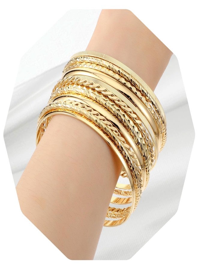 Yolev 12pcs Good Bangles for Women Boho Stackable Bangle Bracelets,Multi Layer Stackable Gold Stack Bracelets for Women Boho Jewelry Gift Mixed Metal Textured - Image 3
