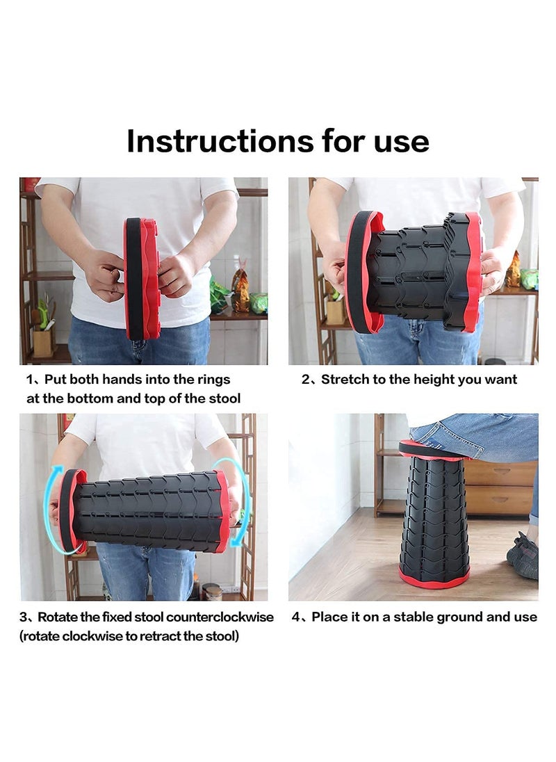 PATTAR PATTAR Telescoping Stool Simple Stool Collapsible Portable Retractable Folding Stool Telescopic Stool Outdoor Fishing Stool for BBQ Camping Pool Fishing Hiking Garden Stool  - Image 5