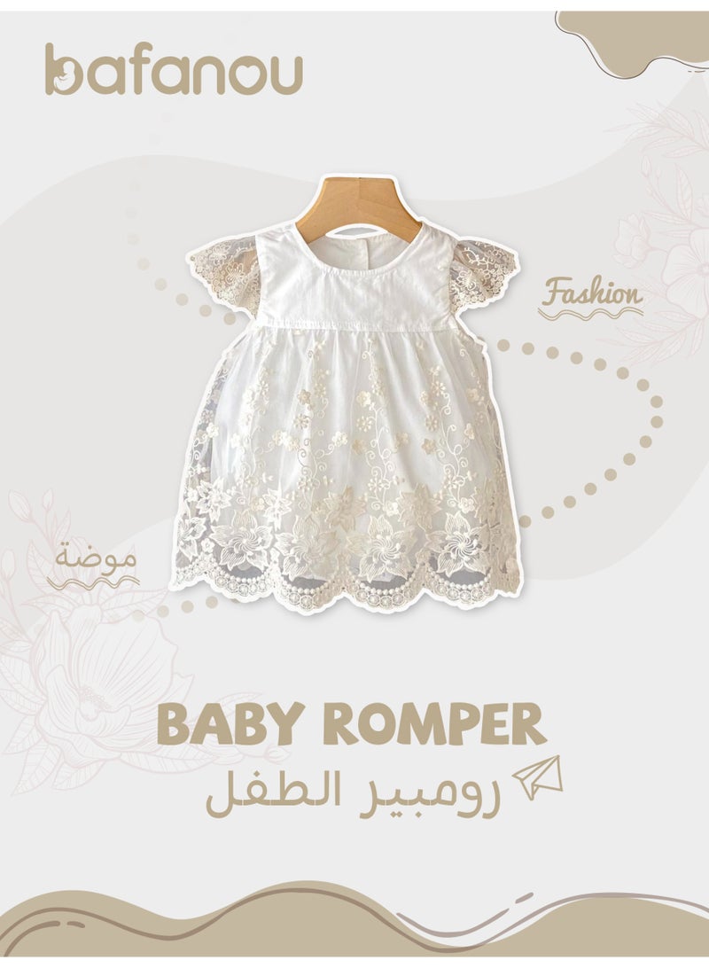 Bafanou Bafanou Summer Infant Romper Embroidered Girls Sleeveless Plain Jumpsuit Sweet Baby Clothes  - Image 1