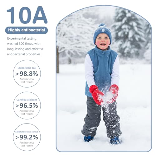 SANNIDHI® Kids Sleeveless Jacket Polar Fleece Vest Full-Zip Lightweight Coat Fall Winter Warm Outwear with Pockets, Stand Collar Waistcoat Cozy Layer Coat for Boys & Girls, 130CM, Blue - Image 5