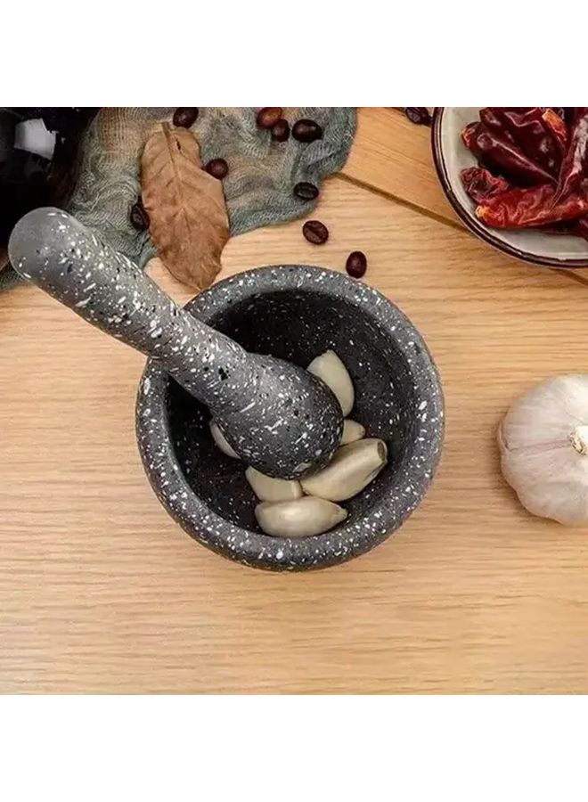 مجموعة هاون ومدقة بسيطة ذات حبيبات خشبية بلاستيكية لطحن التوابل والثوم والزنجبيل والأعشاب، أداة سحق للمطبخ سهلة التنظيف، لا تحتاج إلى كهرباء، تصميم مريح. - Image 1