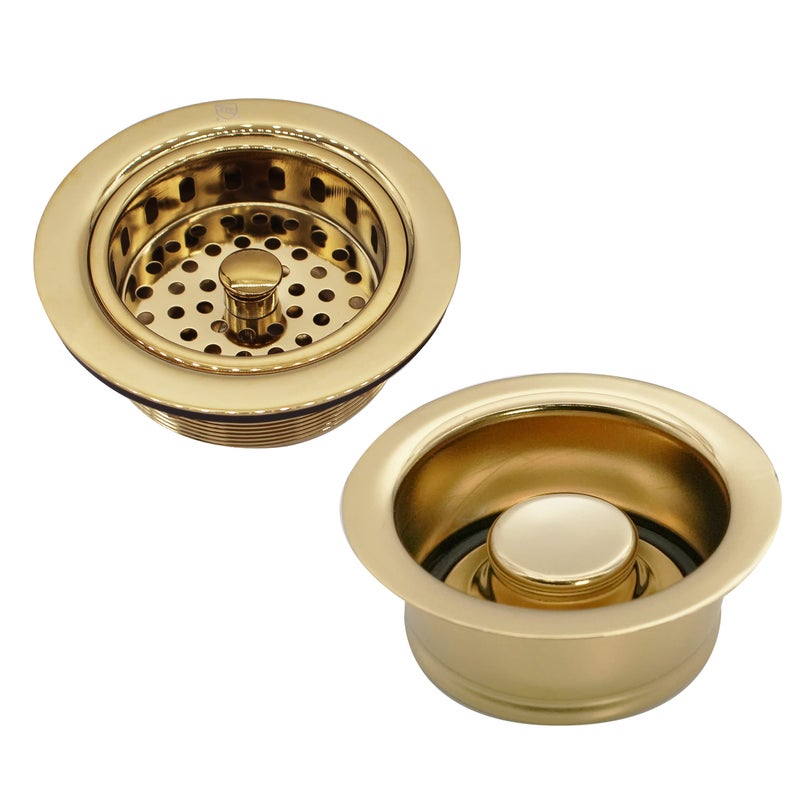 Westbrass A216501 414 OD Post Style Large Kitchen Basket Strainer with Waste Disposal Flange and Stopper Drain Set Polished Brass - Image 2