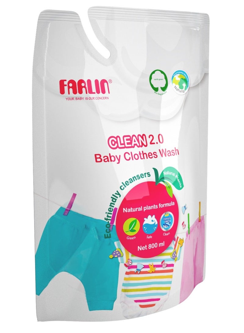 FARLIN Baby Clothing Detergent Refill Pack Gentle Hypoallergenic And Stain Removing Laundry Liquid 800 ML - Image 2