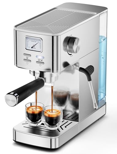 COWSAR Espresso Machine 20 Bar, Compact Commercial Espresso Maker with Milk Frother, Visual Pressure Gauge, Coffee Machine with 47oz Removable Water Tank and Capsule Funnel, for Cappuccino, Latte - Image 1